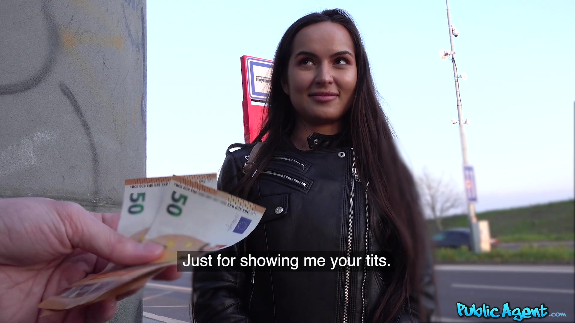 Euro slut accepts cash for a round of sex in public image